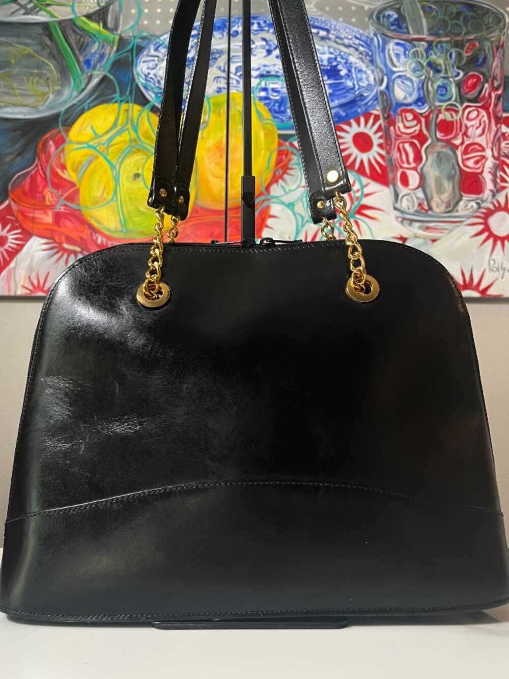 Bally Black Leather Dome Gold Chain Vintage Shoulder Bag - Picture 3 of 13